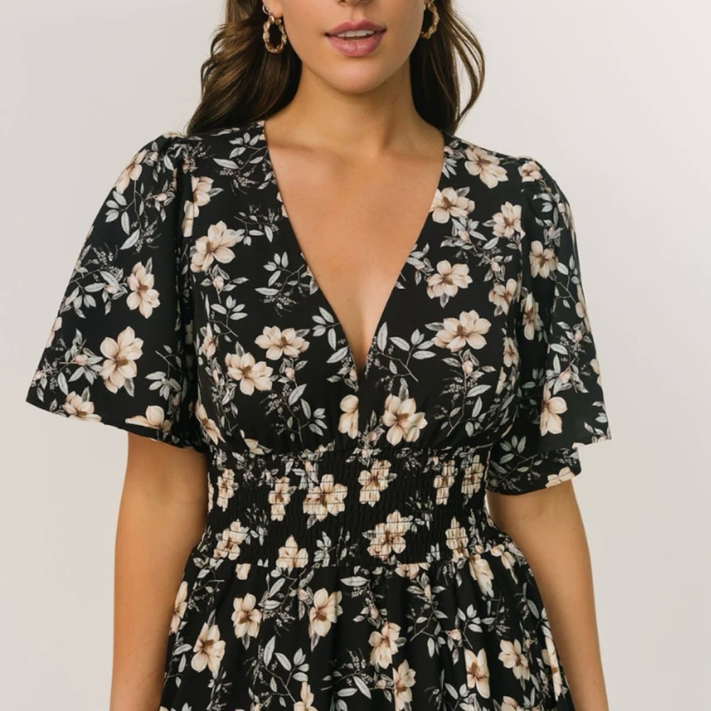 Black print Verona smocked dress